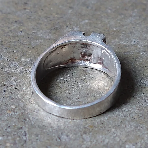 Vintage Sterling Silver Ring Size 9.75 Nugget Clear CZ Brutalist Modern